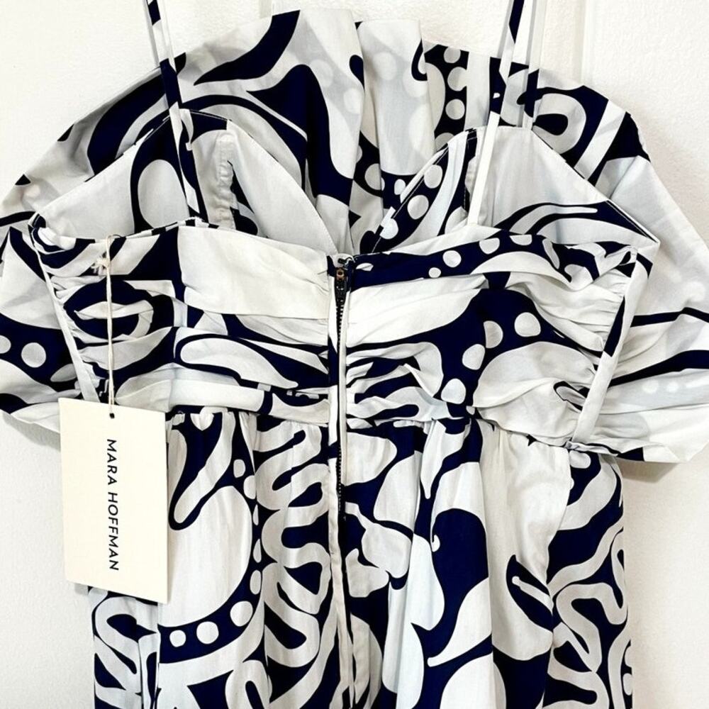 NWT Mara Hoffman Raquel Maxi‎ Strap Floral Dress White Navy V neck Size 2 - Picture 9 of 11